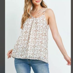 Entro Bird Print Strappy Tank - Medium